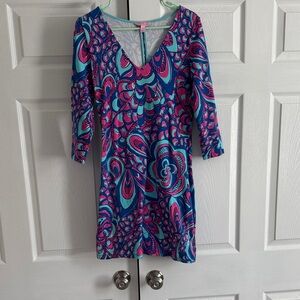 Lilly Pulitzer Pink and Blue Patterned Long Sleeve Dress